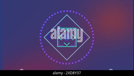 Image of scope over round scanner against purple gradient background Stock Photo