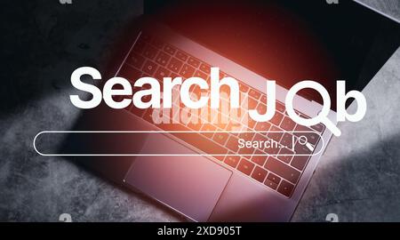 Browser for work opportunities online using job search app. Recruitment concept. Search Job on internet. Stock Photo