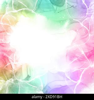 Abstract hand painted rainbow coloured alcohol ink background Stock Vector