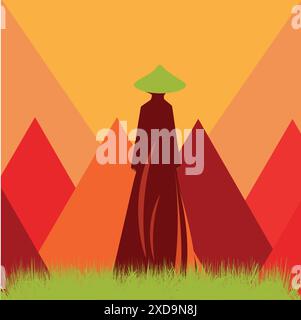 Illustration of a man on a mountain Stock Vector