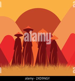 Illustration of a man on a mountain Stock Vector
