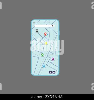 Mobile gps navigation on mobile phone with map and pin vector Stock Vector