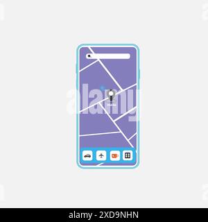Mobile gps navigation on mobile phone with map and pin vector Stock Vector