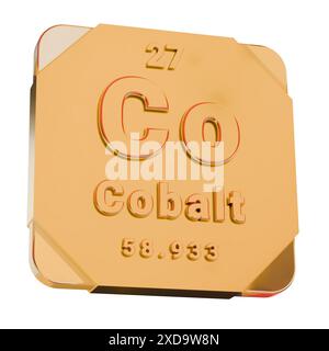 3D Golden Icon - Cobalt (Co) Element from Periodic Table Stock Photo