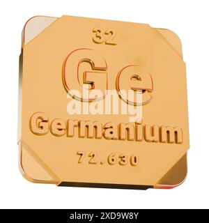 3D Golden Icon - Germanium (Ge) Element from Periodic Table Stock Photo