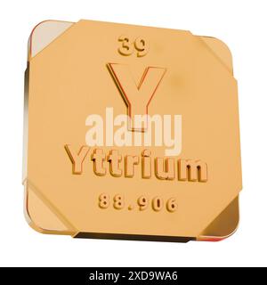 3D Golden Icon - Yttrium (Y) Element from Periodic Table Stock Photo