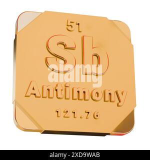 Antimony (Sb) symbol chemical element of the periodic table, 3D ...