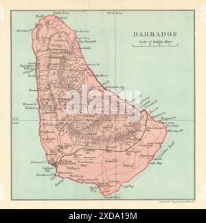 BARBADOS Vintage map West Indies - Barbados Vintage Map West Indies Caribbean 1910 Old Antique Plan Chart 2xda19m 