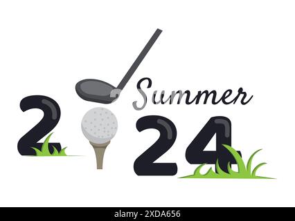 Summer 2024. Summer Olympic Games. Golf competitions. Bright vector illustration with ball and golf club Stock Vector