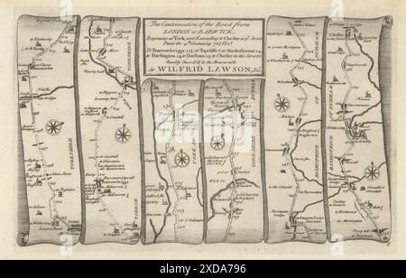 York-Northallerton-Darlington-Durham-Chester/Street GARDNER road map #8 1719 Stock Photo