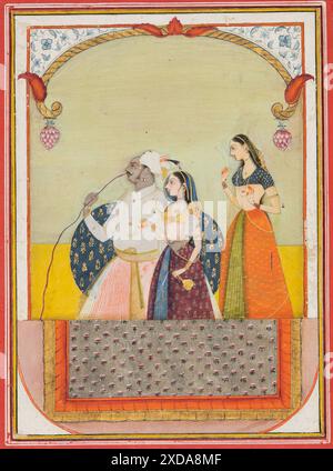 vintage artwork Maharaja Shri Anand Singh-ji and His Consort, 1729. Ustad Murad (Indian, active 1700s).jpg - 2XDA8MF Stock Photo