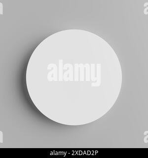Blank White Round Paper Sticker Label Badge Button on a white background. 3d Rendering Stock Photo