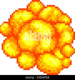 Pixel art explosion. Bang 8-bit retro game style vector illustration Stock Vector