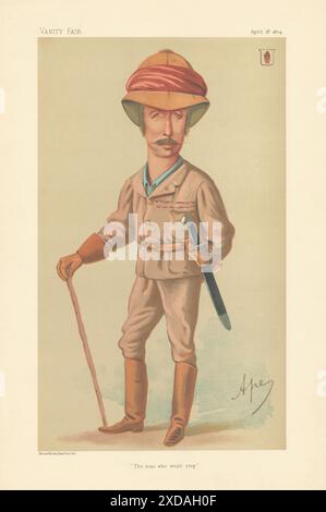 VANITY FAIR SPY CARTOON Garnet Wolseley 'The man who won't stop' Military 1874 Stock Photo