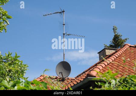 Copenhagen/ Denmark/21 JUNE  2024/Radion & tlevision antana on roof in Kastrup capital.    (Photo.Francis Joseph Dean/Dean Pictures) (Not for commercial use) Stock Photo