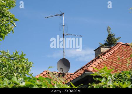 Copenhagen/ Denmark/21 JUNE  2024/Radion & tlevision antana on roof in Kastrup capital.    (Photo.Francis Joseph Dean/Dean Pictures) (Not for commercial use) Stock Photo