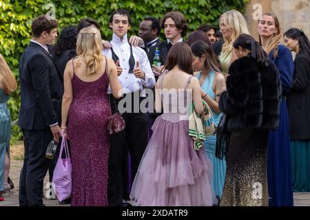 Picture dated June 17th shows students going to the  Trinity May Ball at Cambridge University on Monday evening.   Rich Cambridge University students Stock Photo