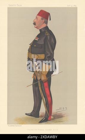 VANITY FAIR SPY CARTOON 'Major Gen Sir Francis Grenfell KCB'. South Africa 1889 Stock Photo