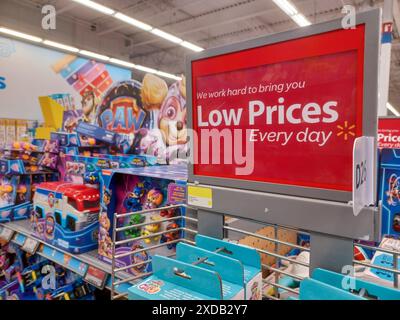 Toronto, On, Canada - February 04, 2024: View the shelves with the toys in Walmart superstore Stock Photo