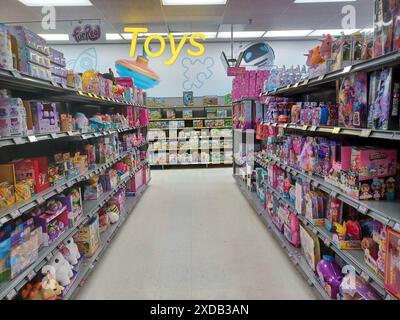 Toronto, On, Canada - February 04, 2024: View the shelves with the toys in Walmart superstore Stock Photo