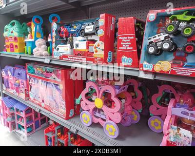 Toronto, On, Canada - February 04, 2024: View the shelves with the toys in Walmart superstore Stock Photo