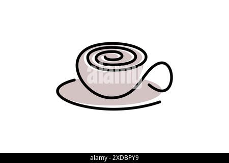 Abstract coffee cup logo design in creative and unique line art style. Stock Vector