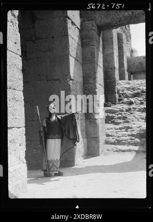 Kanellos dance group at ancient sites in Greece. Genthe photograph collection. Stock Photo