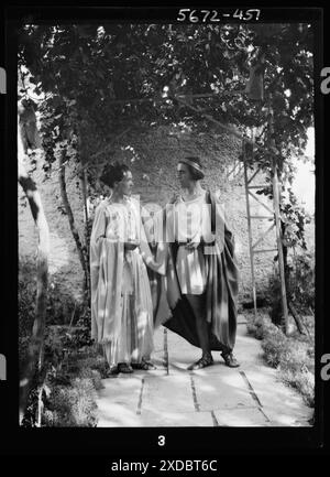 Kanellos, Vanellos and Tanagra, in dance costumes. Genthe photograph collection. Stock Photo