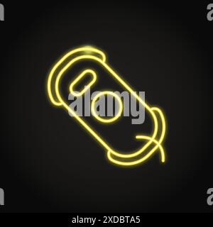 Neon window cleaning robot icon in line style. Smart household appliance symbol. Vector illustration. Stock Vector