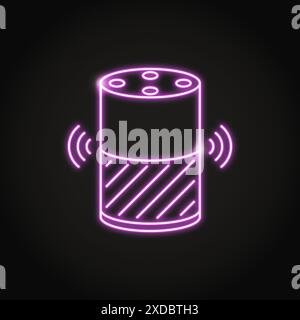 Neon smart speaker icon in line style. Audio device symbol. Vector illustration. Stock Vector