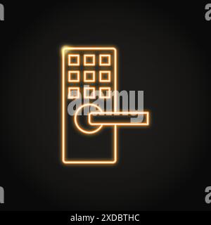 Neon smart lock icon in line style. Modern home security symbol. Vector illustration. Stock Vector