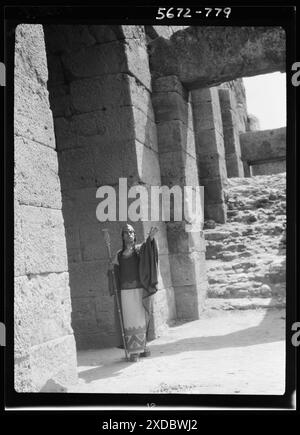 Kanellos dance group at ancient sites in Greece. Genthe photograph collection. Stock Photo