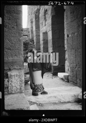 Kanellos dance group at ancient sites in Greece. Genthe photograph collection. Stock Photo