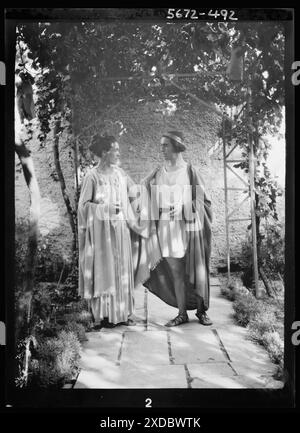 Kanellos, Vanellos and Tanagra, in dance costumes. Genthe photograph collection. Stock Photo