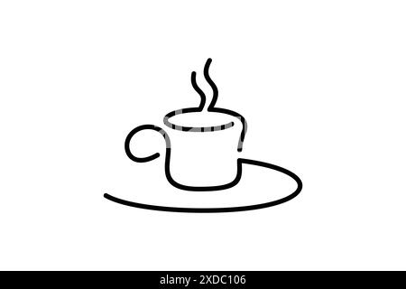 Abstract coffee cup logo vector design concept in line art style. Simple and flat design that is easy to apply in any media. Stock Vector