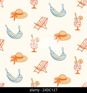 Summer beach tropical seamless pattern background Stock Vector
