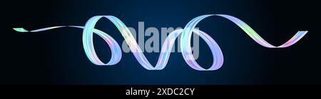 Holographic neon spiral futuristic ribbon. Abstract iridescent brush Stock Vector