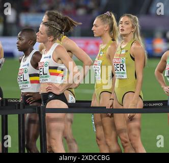 Alica Schmidt of Germany competing in the women’s 4x400m relay final at the European Athletics Championships, Stadio Olimpico, Rome, Italy - 12th June Stock Photo