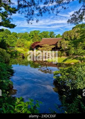 Shofuso Japanese House in Fairmount Park, a historic landmark built in 1953 and modeled on a 17th-century Japanese house and garden. Stock Photo