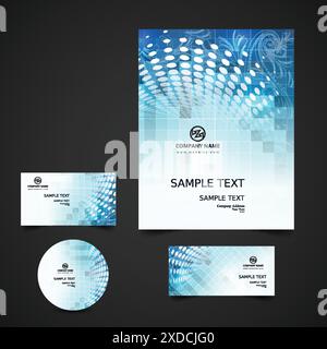 modern business stationery in blue color Stock Vector