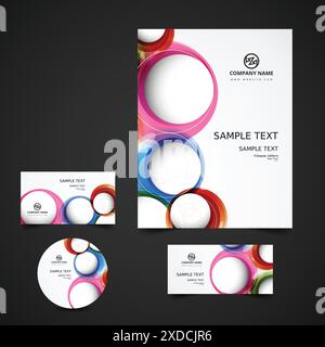 business stationery with colorful circles Stock Vector