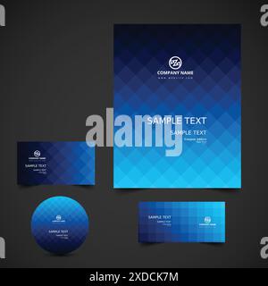 blue gradient business stationery Stock Vector