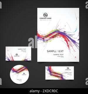 colorful business stationery vector design illustration Stock Vector