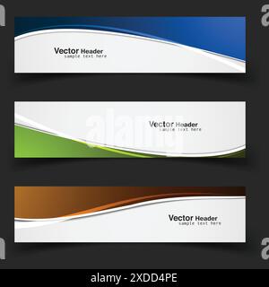 colored waves banners set vector design illustration Stock Vector