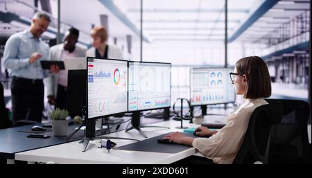 Data Analyst Using Data Analytics KPI Dashboard Stock Photo