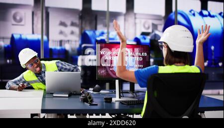 Ransomware Cyber Attack Using Malware. Security Breach Stock Photo