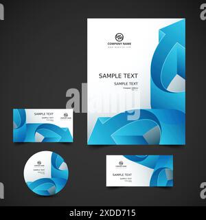 business stationery with blue arrows Stock Vector