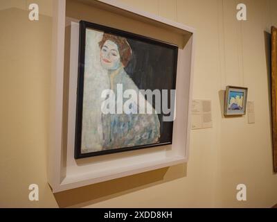 Wien, Austria - July 28, 2023: museum exhibits of Gustav Klimt of Belvedere Palace interior decorations. Baroque palace. Stock Photo