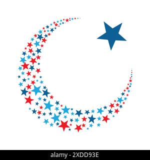 Star and crescent moon isolated background Stock Vector