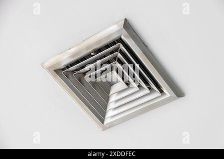 Air Duct, Air Vent, Air Conditioners Pipe Hole, Danger and the cause of pneumonia in office man. Stock Photo